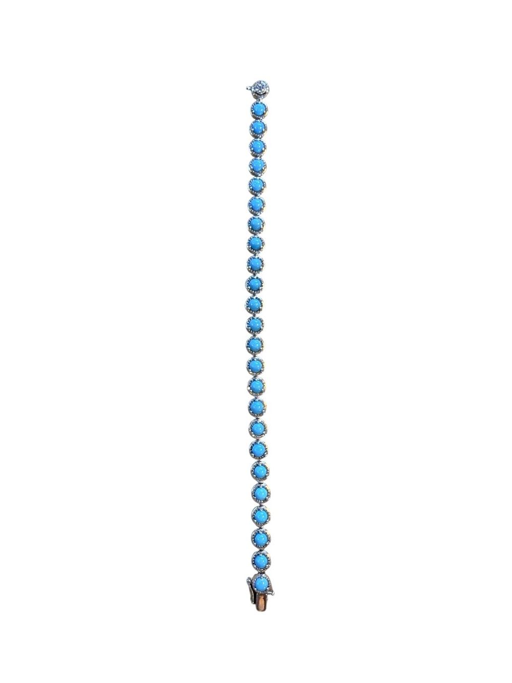 Sterling Silver and Turquoise Cabochon Women’s Tennis Bracelet 8” - Picture 4 of 11